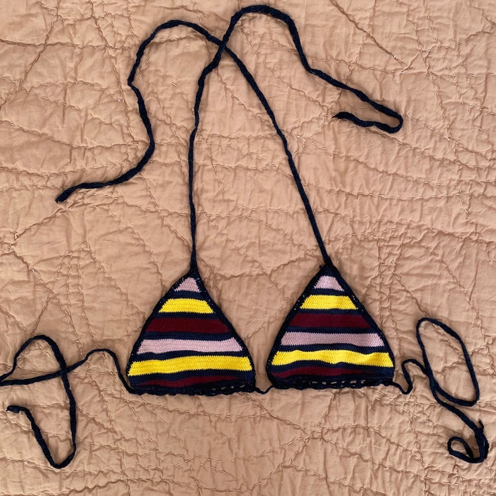 Indah Bells Bikini Top Sunset Stripe Knit Triangle